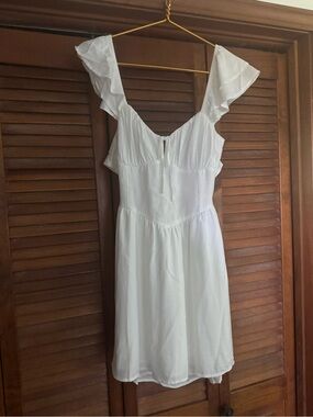 Hollister White Ruffle-Shoulder Romper